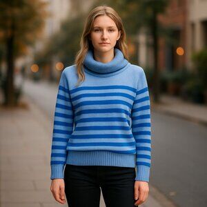 NWOT LOFT Stripe Cowl Neck Tunic Sweater Super Oversized